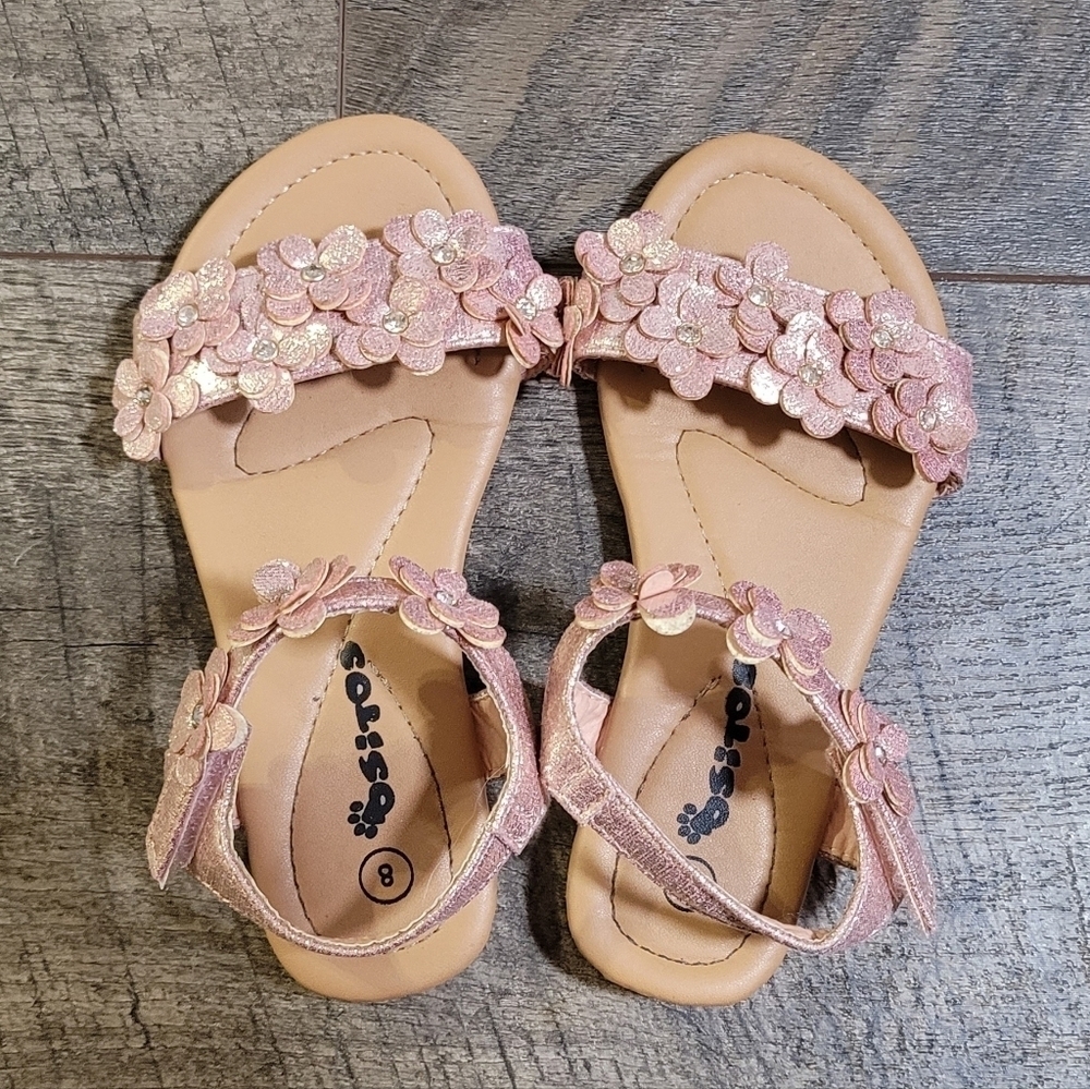 Ositos Girl's Pink Metallic Floral Sandals